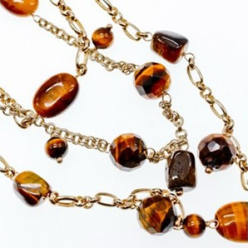 925 Sterling Silver Gold Plated Tiger's eye Necklace