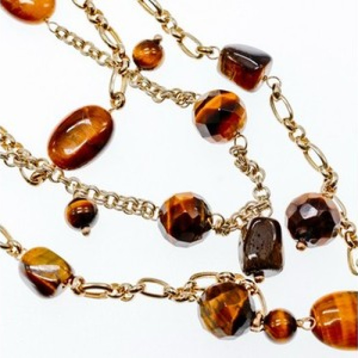 925 Sterling Silver Gold Plated Tiger's eye Necklace