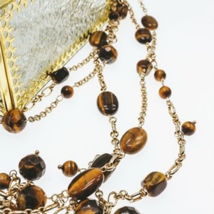 925 Sterling Silver Gold Plated Tiger's eye Necklace