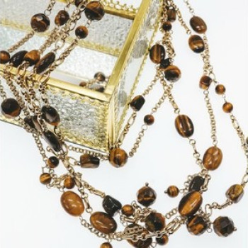 925 Sterling Silver Gold Plated Tiger's eye Necklace