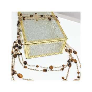 925 Sterling Silver Gold Plated Tiger's eye Necklace