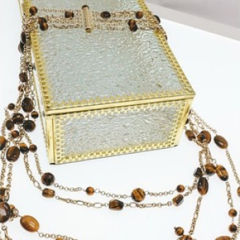 925 Sterling Silver Gold Plated Tiger's eye Necklace