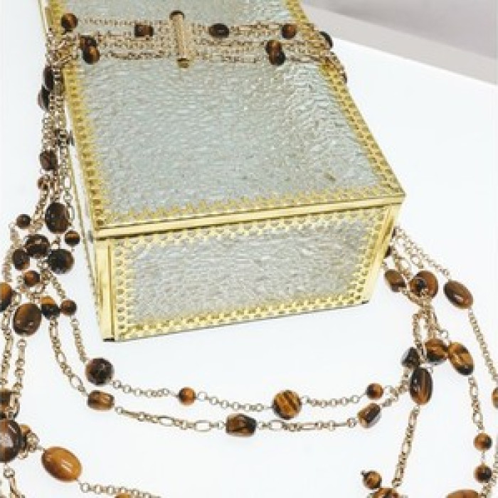 925 Sterling Silver Gold Plated Tiger's eye Necklace