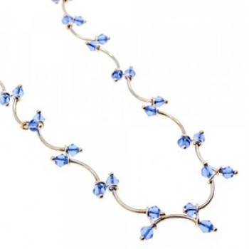925 Sterling Silver Blue Jewelry glass in Italian style Necklace