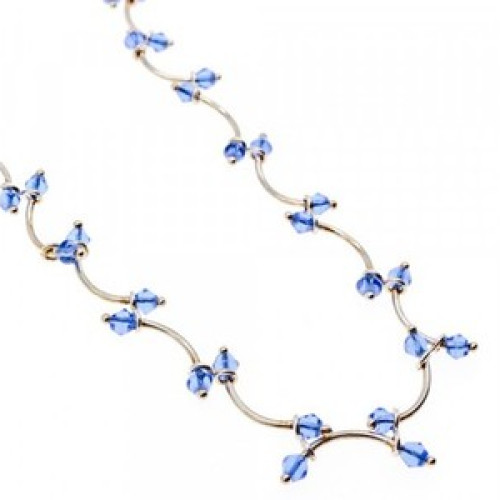 925 Sterling Silver Blue Jewelry glass in Italian style Necklace