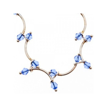 925 Sterling Silver Blue Jewelry glass in Italian style Necklace