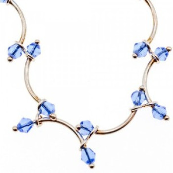 925 Sterling Silver Blue Jewelry glass in Italian style Necklace