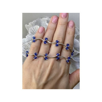 925 Sterling Silver Blue Jewelry glass in Italian style Necklace