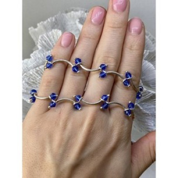 925 Sterling Silver Blue Jewelry glass in Italian style Necklace