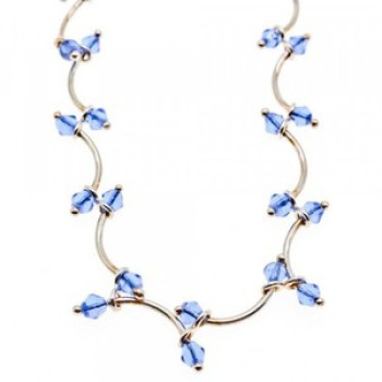 925 Sterling Silver Blue Jewelry glass in Italian style Necklace