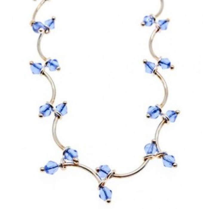 925 Sterling Silver Blue Jewelry glass in Italian style Necklace