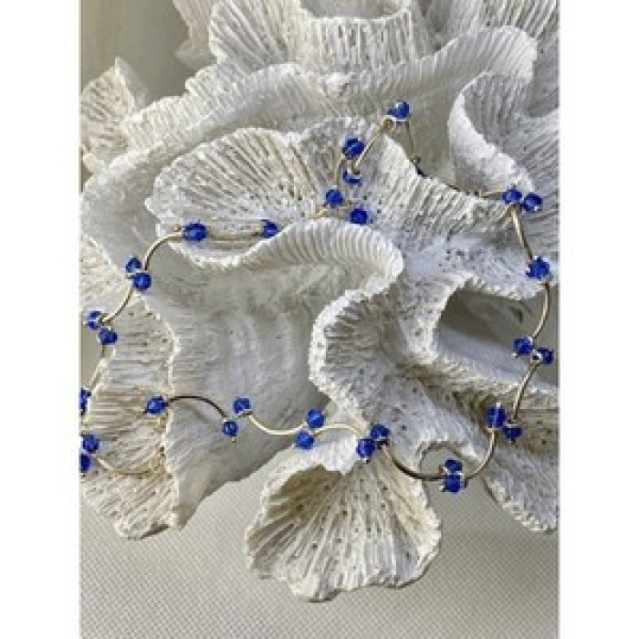 925 Sterling Silver Blue Jewelry glass in Italian style Necklace