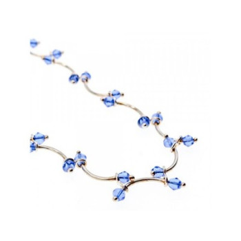 925 Sterling Silver Blue Jewelry glass in Italian style Necklace