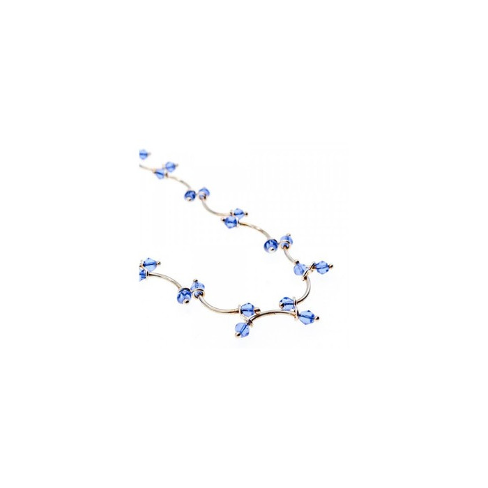 925 Sterling Silver Blue Jewelry glass in Italian style Necklace