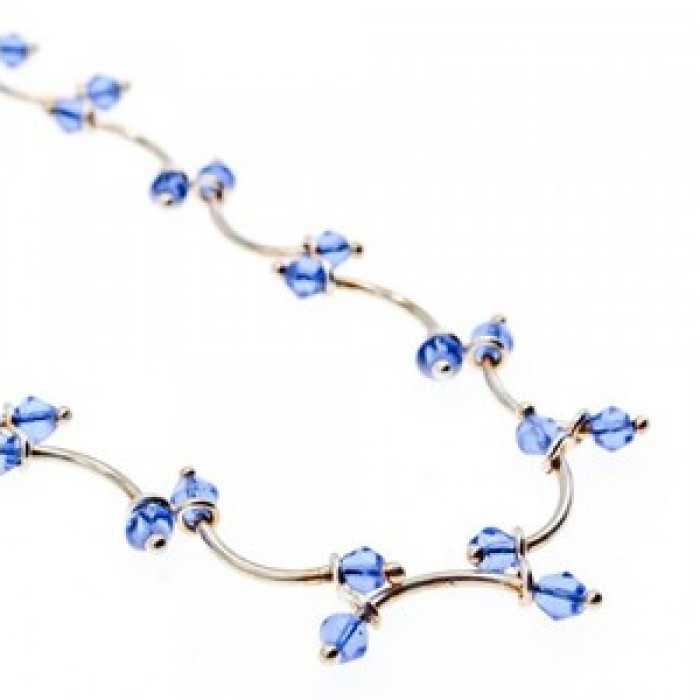925 Sterling Silver Blue Jewelry glass in Italian style Necklace