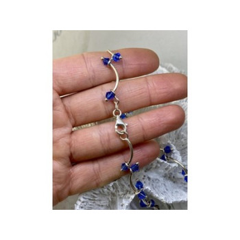 925 Sterling Silver Blue Jewelry glass in Italian style Necklace