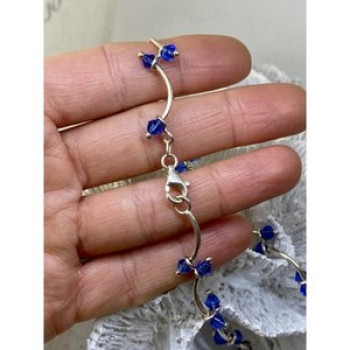 925 Sterling Silver Blue Jewelry glass in Italian style Necklace