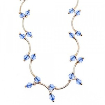 925 Sterling Silver Blue Jewelry glass in Italian style Necklace