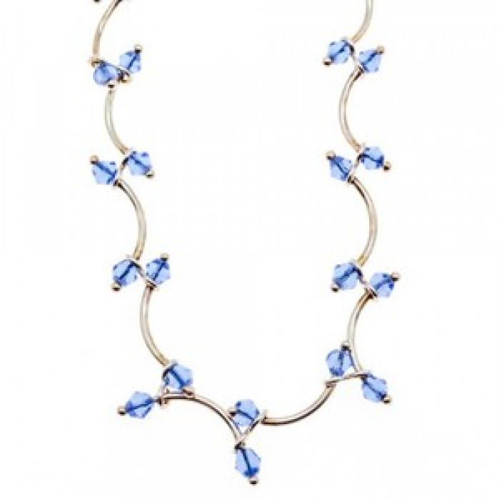 925 Sterling Silver Blue Jewelry glass in Italian style Necklace