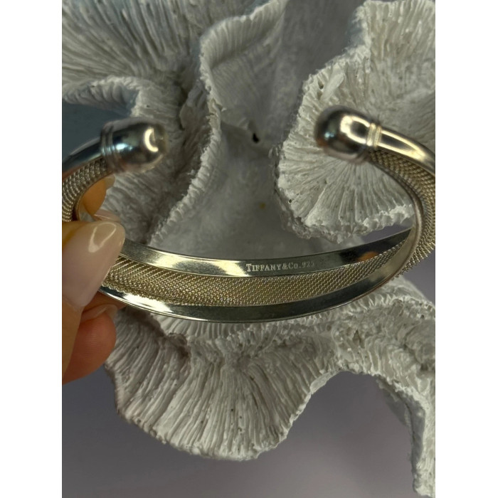 VINTAGE TIFFANY & CO STERLING SILVER TWISTED SWIRL MESH CUFF BRACELET EXCELLENT