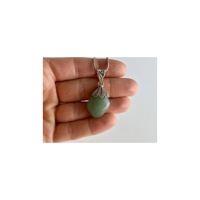 Vintage 925 Sterling Silver Green Jade 