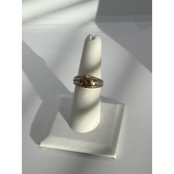 925 Sterling Silver Citrine CZ Ring Size 6.5