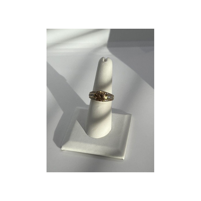 925 Sterling Silver Citrine CZ Ring Size 6.5