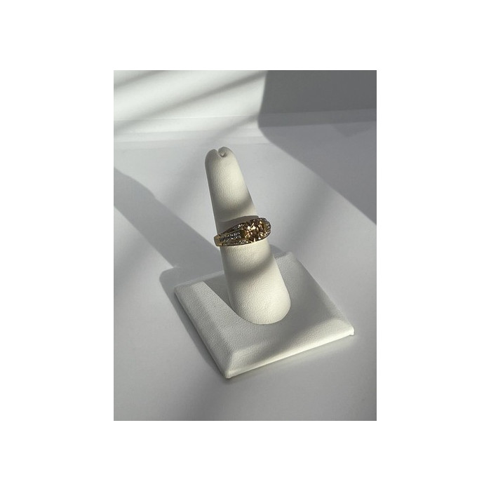 925 Sterling Silver Citrine CZ Ring Size 6.5