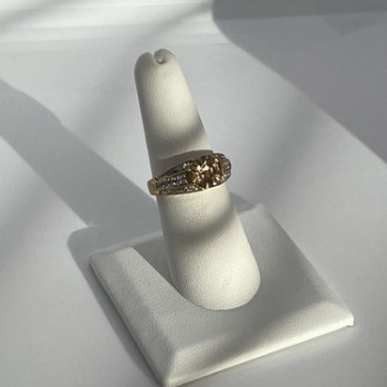 925 Sterling Silver Gold Plated Citrine & CZ Ring Size 6.5