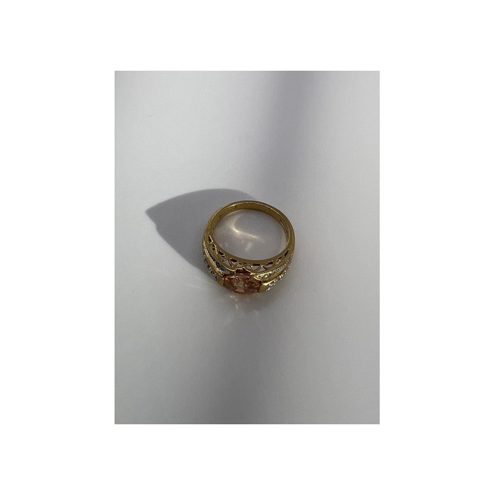 925 Sterling Silver Citrine CZ Ring Size 6.5