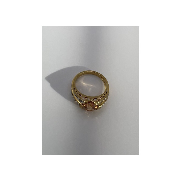 925 Sterling Silver Citrine CZ Ring Size 6.5