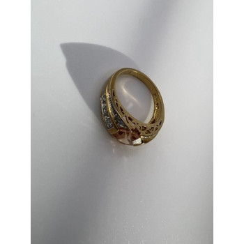 925 Sterling Silver Citrine CZ Ring Size 6.5