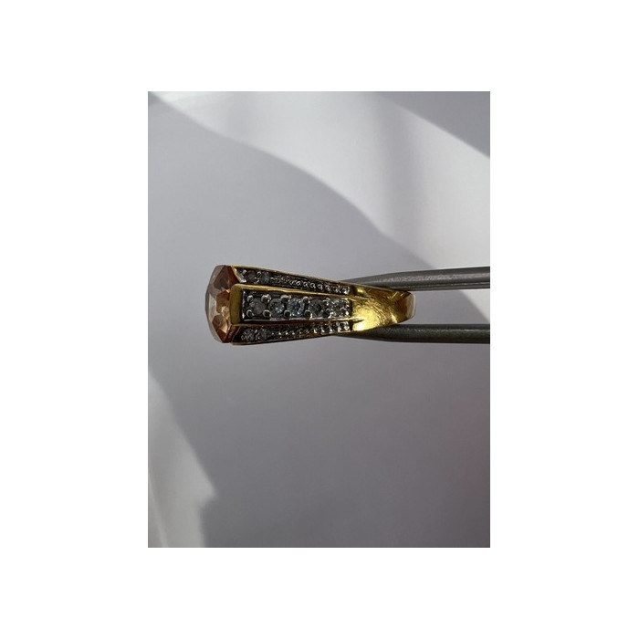 925 Sterling Silver Citrine CZ Ring Size 6.5