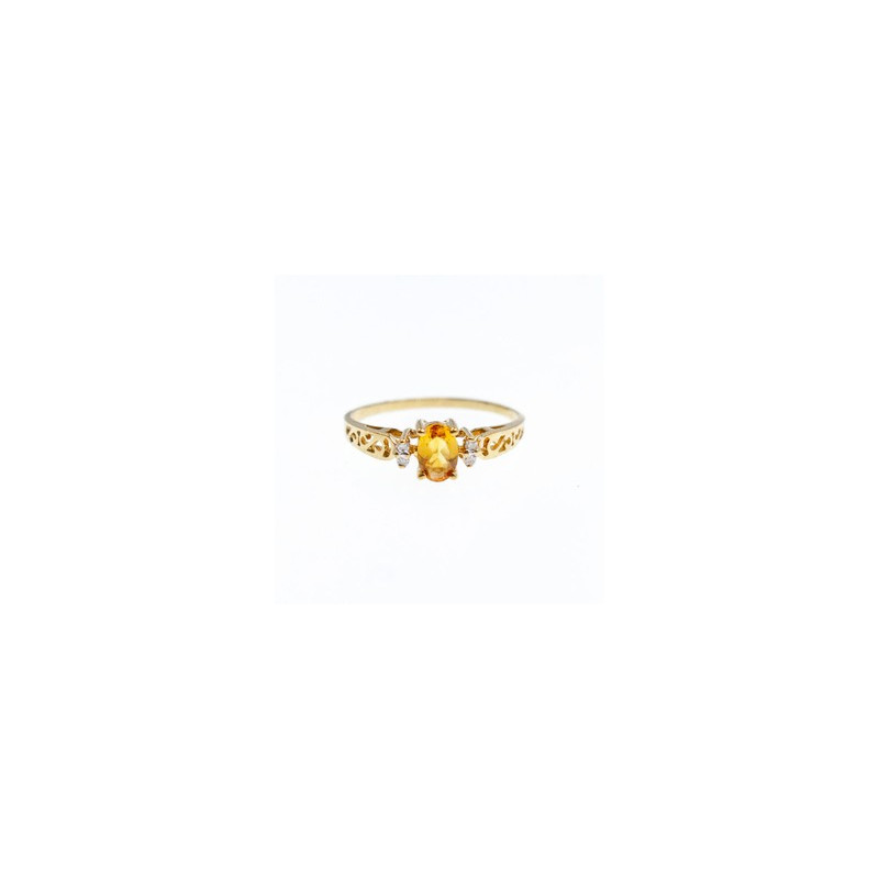14K YELLOW GOLD CITRINE & DIAMONDS RING SIZE 8