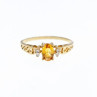 14K Yellow Gold Citrine & Diamonds Ring Size 8