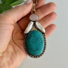 925 Sterling Silver Turquoise, Rose Quartz and Baroque Pearl Chain with Pendant