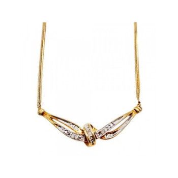 925 Sterling Silver Gold Plated White Spinel Necklace 17.7 in