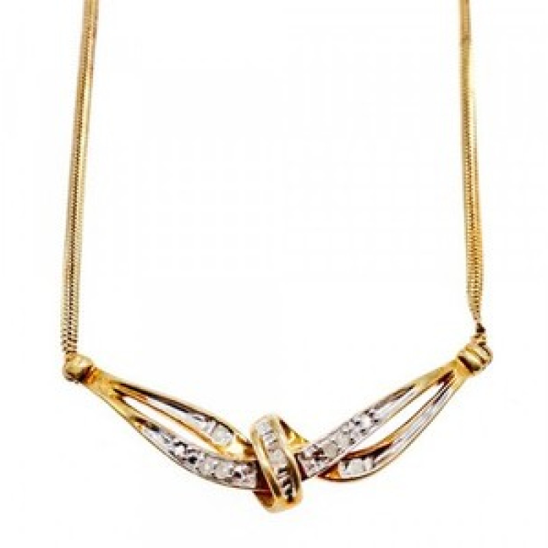 925 Sterling Silver Gold Plated White Spinel Necklace 17.7 in