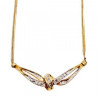 925 Sterling Silver Gold Plated White Spinel Necklace 17.7 in