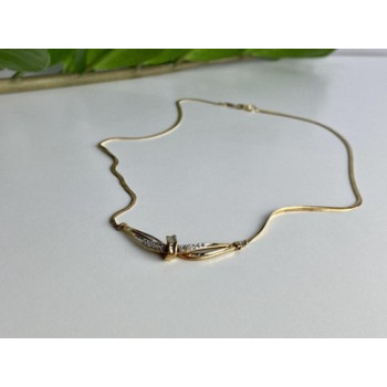 925 Sterling Silver Gold Plated White Spinel Necklace 17.7 in