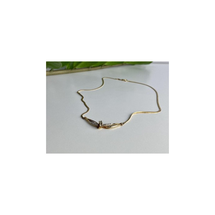 925 Sterling Silver Gold Plated White Spinel Necklace 17.7 in