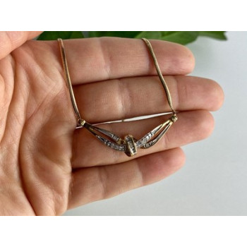 925 Sterling Silver Gold Plated White Spinel Necklace 17.7 in