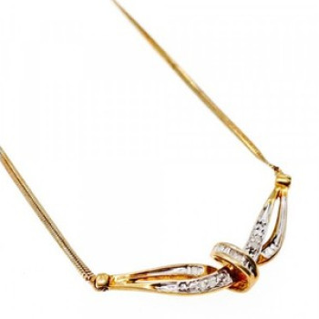 925 Sterling Silver Gold Plated White Spinel Necklace 17.7 in