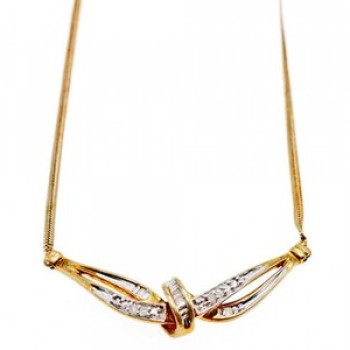 925 Sterling Silver Gold Plated White Spinel Necklace 17.7 in