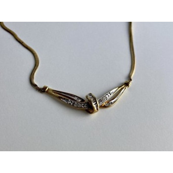 925 Sterling Silver Gold Plated White Spinel Necklace 17.7 in