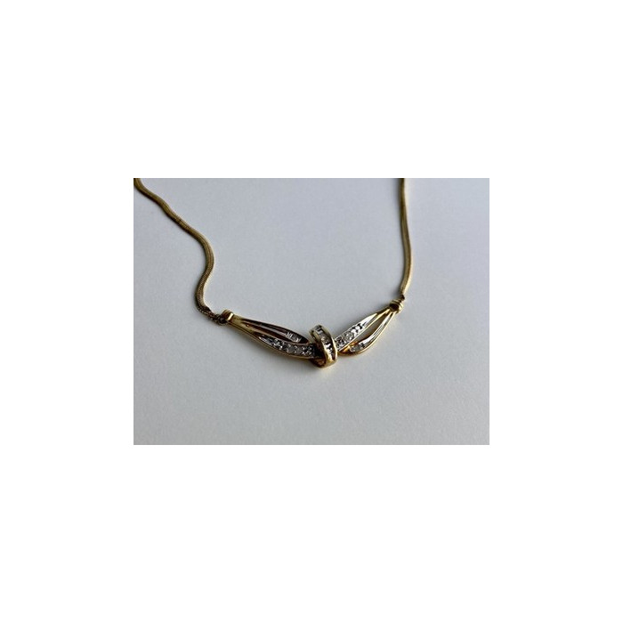 925 Sterling Silver Gold Plated White Spinel Necklace 17.7 in