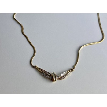 925 Sterling Silver Gold Plated White Spinel Necklace 17.7 in