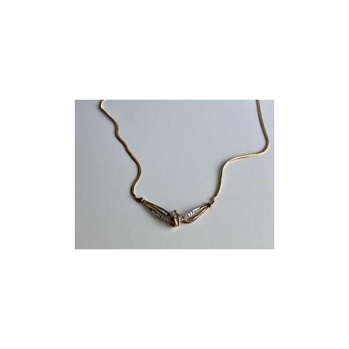 925 Sterling Silver Gold Plated White Spinel Necklace 17.7 in