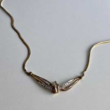 925 Sterling Silver Gold Plated White Spinel Necklace 17.7 in