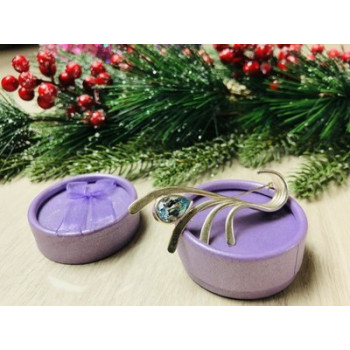 Vintage 925 Sterling Silver Topaz Brooch